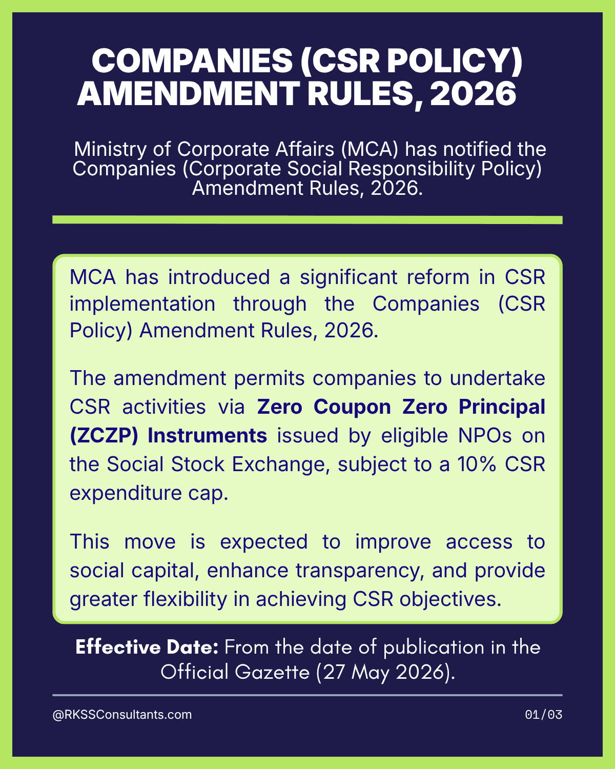Companies (CSR Policy) Amendment Rules, 2026